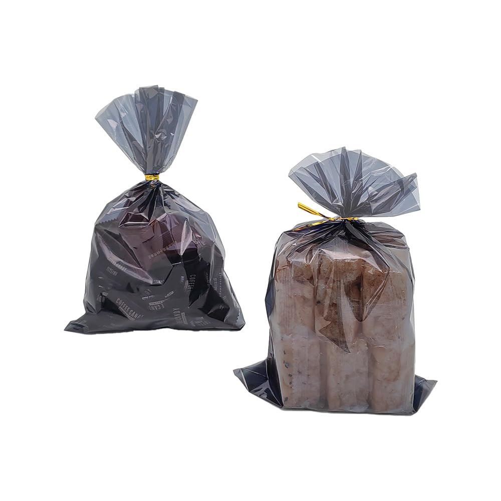 Clear Cellophane Treat Bags Cello Cookie Candy Plastic Bag, black 6x9 Inch BagsPack of 50