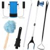 Domensi 6 Pcs Total Hip Kit with Leg Lifter Hip Back Knee Replacement Recovery Aid for Seniors Pregnant, 32'' Foldable Grabber Sock Assistant Device No Bending Shoe Horn Dressing Stick Bath Sponge view 1