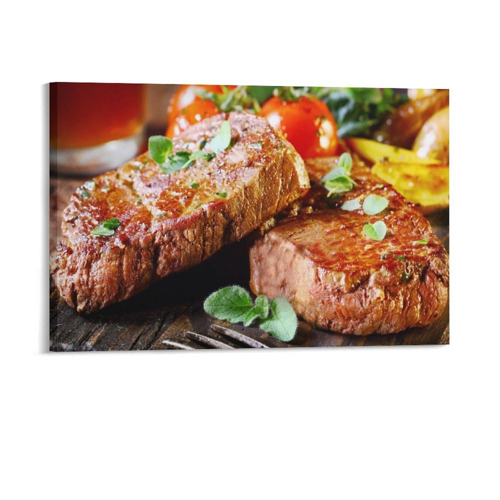Beef Food Cooking Roasted Vegetables Tomatoes Canvas Poster Bedroom Decor Sports Landscape Office Room Decor Gift,Canvas Poster Wall Art Decor Print Picture Paintings for Living Room Bedroom Decoratio