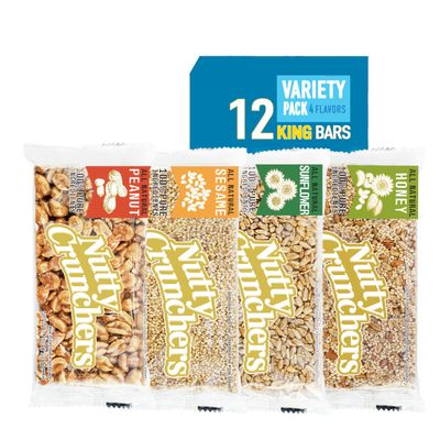 Nutty Crunchers All Natural Ingredients King Bars (Variety Pack (4 Flavors), 12 King Bars/box)