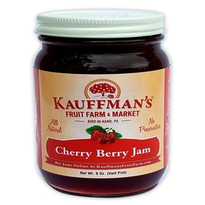 Kauffman Orchards Cherry Berry Jam, All Natural, No Preservatives, 9 Oz. (Pack of 2)