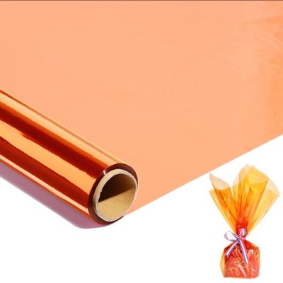 shareluck 100ft x 17" Orange Cellophane Wrap Roll - Transparent Cellophane Wrap Orange for Halloween to Wrap Gift Basket, Treat,Wine, Party Decoration