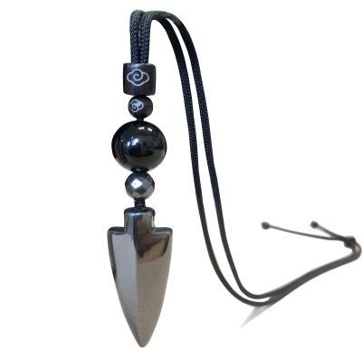 Ecooon Natural black Tourmaline arrowhead pendant necklace mixing hematite, handmade protection Feng Shui Chakra Tourmaline gemstone Jewelry for Women and Men