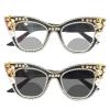 Fashion Photochromic Bifocal Reading Glasses Women Rhinestone Oversized Cat Eye Transition Readers Sunglasses (black, 3, multiplier_x) view 1