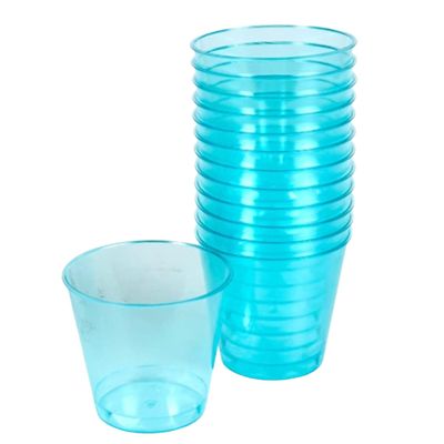 24PCS Plastic Cups Blue Disposable Shot Glasses for Whiskey Jello Shots Wine Party Tumblers for Summer Fourth of July Independence Day Wedding, Thanksgiving Day, Christmas Drinkware Supplies