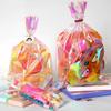 Weststone 50pcs Iridescent Holographic Goodie Bags with Iridescent Twist Ties for Birthday Party Favors, Valentines, Weddings and Popcorn with regular and Cone shaped (Regular 10" x 4") view 3
