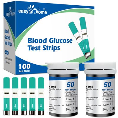 Easy@Home Blood Glucose Test Strips for Diabetes: for Use with Blood Sugar Monitor - Self Glucose Testing - 100 Diabetic Test Strips EBG-100SL-STRIP