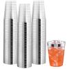 I00000 100PCS Silver Plastic Cups,10 oz Clear Plastic Cups with Silver Trim, Heavy-Duty Disposable Hard Cup For Party, Premium Cup Perfect for Wedding & Party view 1