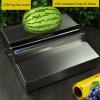 Commercial Film Wrapper Hand Wrapping Machine with 2 Roll 12Inch x 1312Feet PVC Plastic Cling Wrap Film for Packing and Storing Food, Reusable with Slide Cutter (C20+2 Roll Cling Wrap) view 3