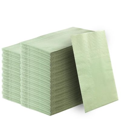 100 Pieces 3-ply Sage Green Napkins 13 x 15.7 Inches Guest Bathroom Napkins Dessert Napkins Disposable Hand Towels for Bathroom Wedding Birthday Party Paper Dinner Napkins