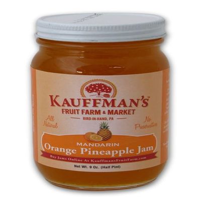 Kauffman Orchards All-Natural Mandarin Orange Pineapple Jam, No Preservatives, 9 Oz. (Pack of 2)