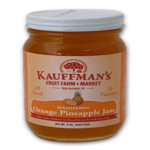 Kauffman Orchards All-Natural Mandarin Orange Pineapple Jam, No Preservatives, 9 Oz. (Pack of 2)