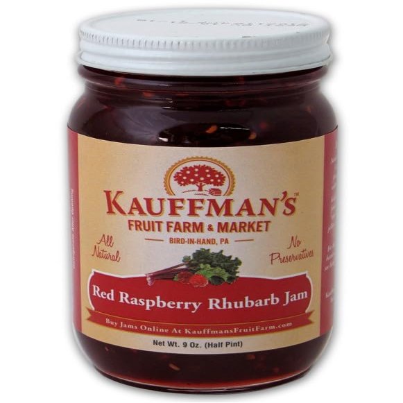 Kauffman Orchards Red Raspberry Rhubarb Jam, All Natural, No Preservatives, 9 Oz. (Pack of 1)