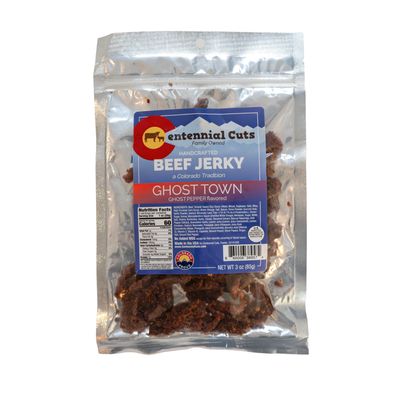 Centennial Cuts Beef Jerky Ghost Town Ghost Pepper High Protein, Bold Ghost Pepper Heat 3 oz Snack