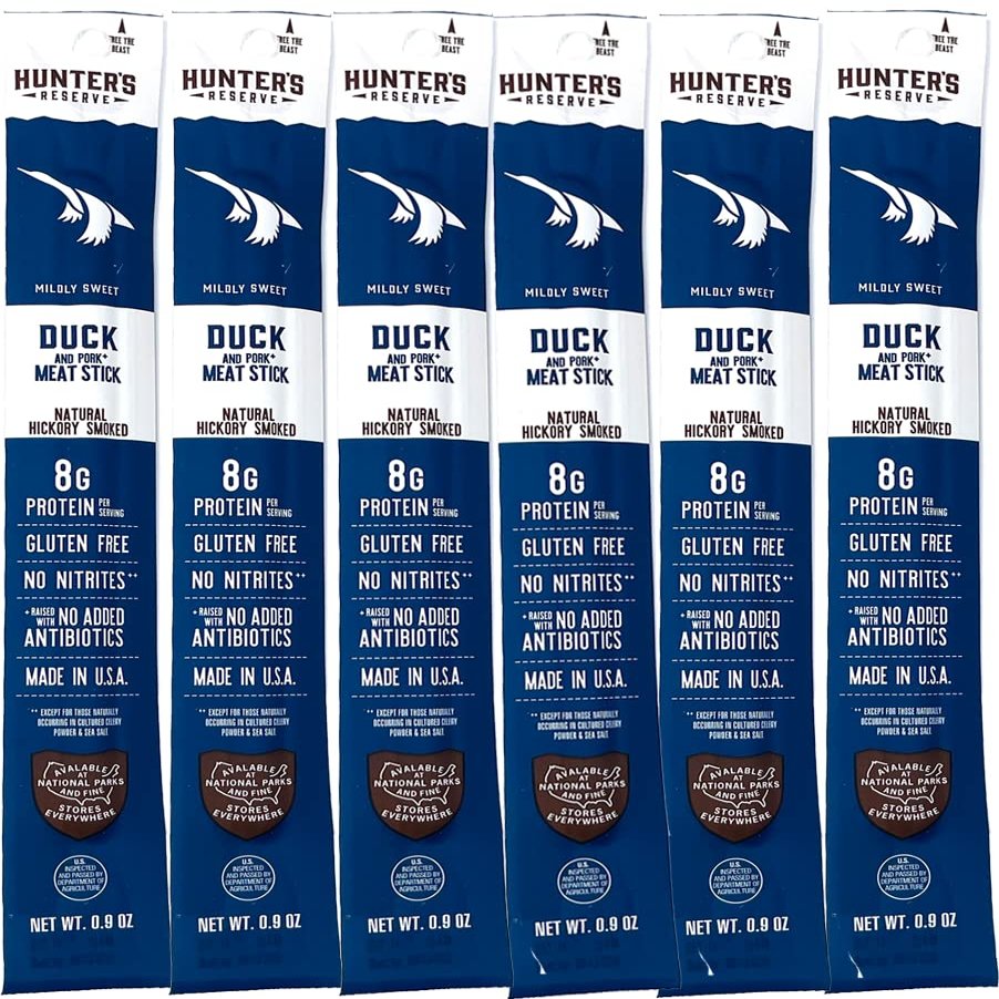 Hunter's Reserve - Exotic Meat Trail Sticks - Adventure You Can Taste - Wild Game Jerky Sticks (DUCK, 6 CT)