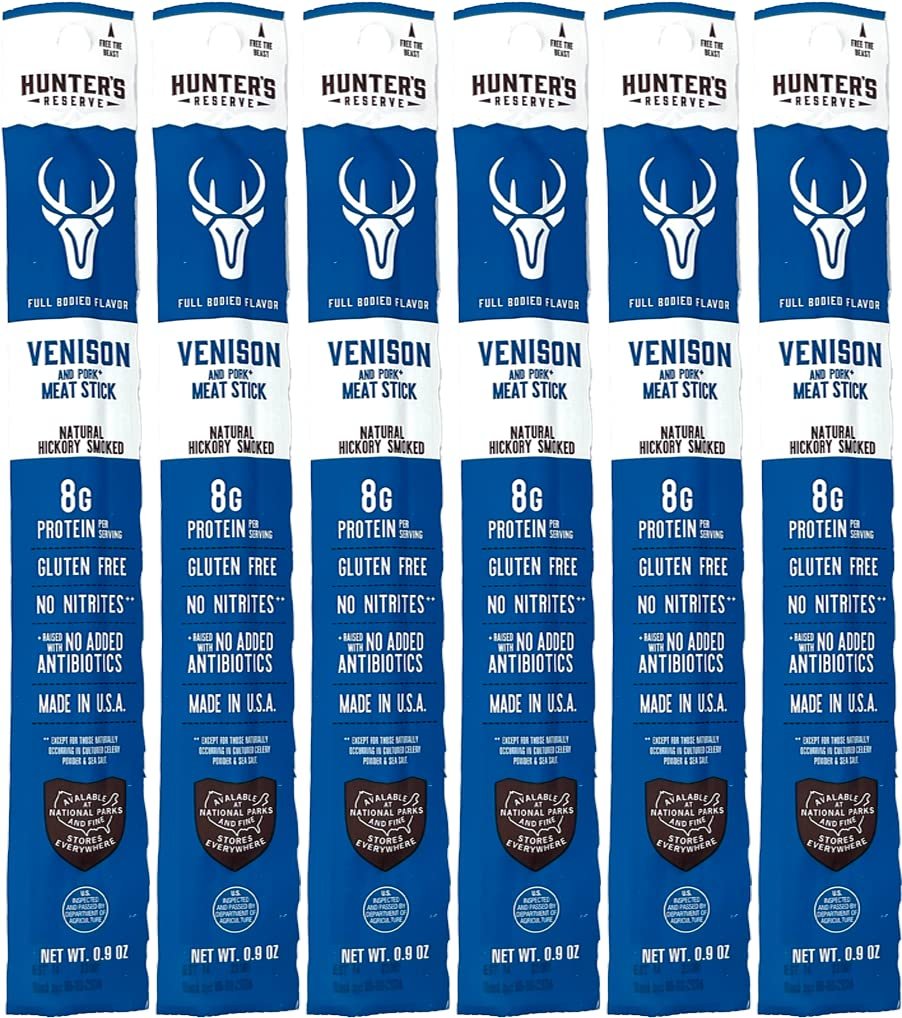 Hunter's Reserve - Exotic Meat Trail Sticks - Adventure You Can Taste - Wild Game Jerky Sticks (VENISON, 6 CT)