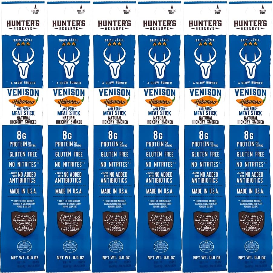Hunter's Reserve - Exotic Meat Trail Sticks - Adventure You Can Taste - Wild Game Jerky Sticks (VENISON HABENARO, 6 ct)