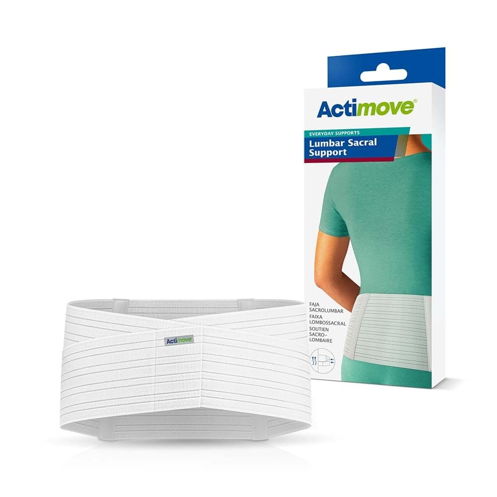 Actimove Everyday Supports Back Brace for Men & Women | Lumbar Sacral Support Belt for Lumbar Lower Back Support Belt for Sciatica, Herniated Disc, Scoliosis Back Pain Relief | White, 8" H, Medium