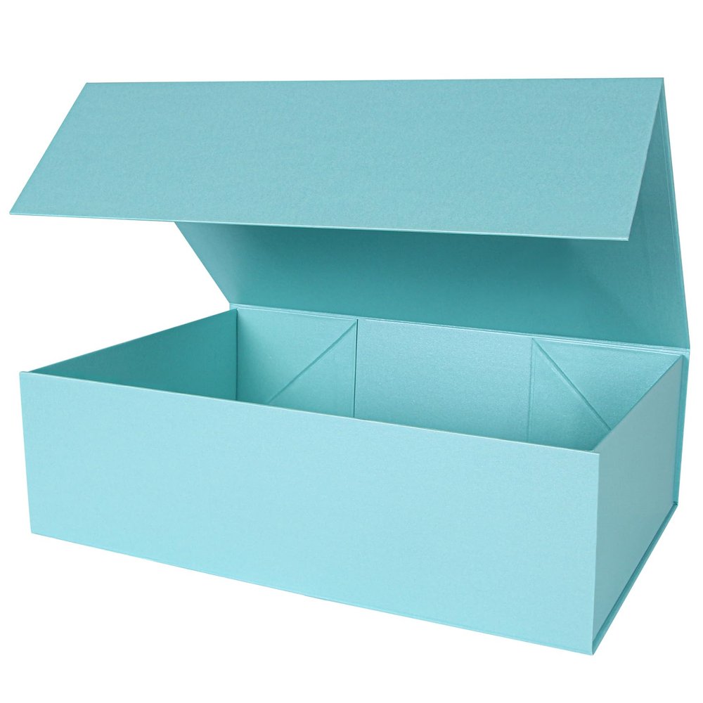 Aimyoo Blue Collapsible Gift Box with Magnetic Closure Lids 13.8x9x4.3 in, Large Bridesmaid Groomsman Proposal Boxes, Rectangle Present Box for Graduation Birthday Storage 1 Pack