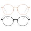 JOVAKIT Polygon Blue Light Blocking Glasses for Women Men Vintage Octagon Square Non-prescription Metal Eyeglasses (Rose Gold+Black) view 2