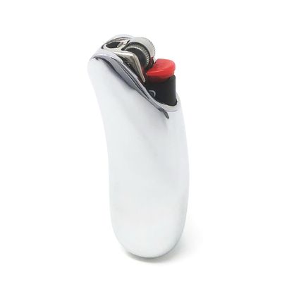 Metal Lighter Case Compatible BIC Lighter Standard Cover Holder Pouches Fits BIC Standard Size J6 One Piece in Shiny Silver