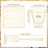 Mifoci 300 Pcs Gold Glitter Plastic Plates Set for Party 100 Pcs 6.5 Inch Plastic Plates with 100 Forks and 100 9 oz Cups for Wedding Party Halloween(Gold Glitter) view 2