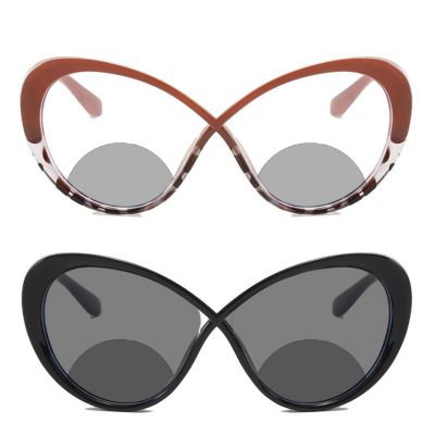 2pcs Fashion Bifocal Reading Glasses Outdoor Photochromic 2pcs Bifocal Sunglasses Transition Reader for Women (2pcs-black&brown leopard, 2.75, multiplier_x)