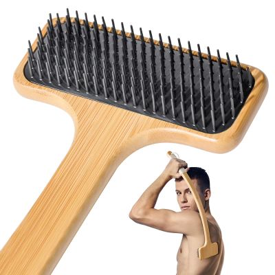 Bamboo Back Scratcher for Men, 22'' Long Handle Wooden Back Scratcher For Women, Soft Wide Head Backscratchers for Comfortable Body Itching Relief and Massage, Ideal Gifts for the Seniors, Pregnant