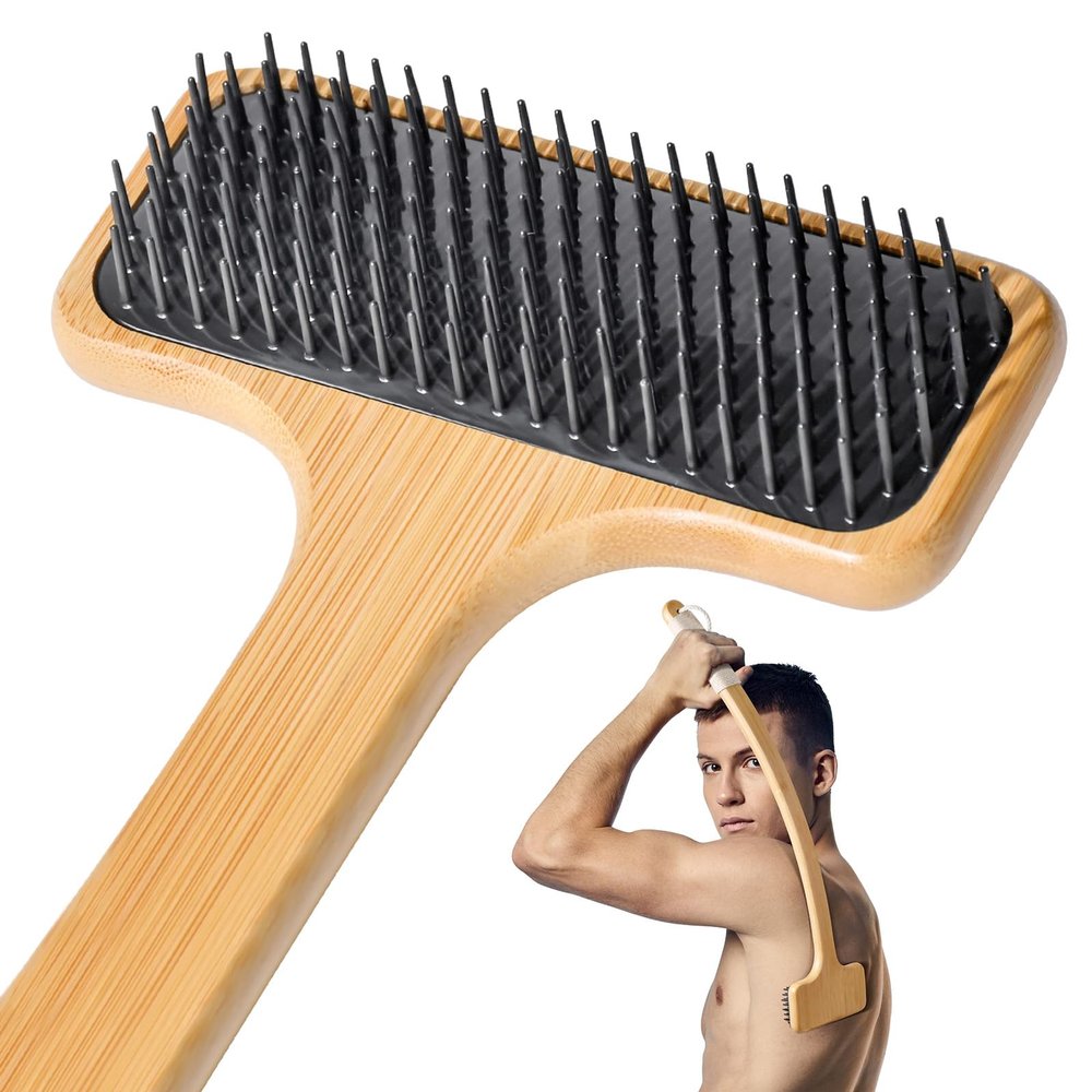 Bamboo Back Scratcher for Men, 22'' Long Handle Wooden Back Scratcher For Women, Soft Wide Head Backscratchers for Comfortable Body Itching Relief and Massage, Ideal Gifts for the Seniors, Pregnant