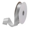 MECCANIXITY 1 inch 25 Yard Wide Satin Ribbon Grosgrain Solid Silk Wedding Bouquet Ribbon for Valentine's Day Gift Wrapping Cake Box Bows, Grey view 1