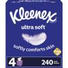 Kleenex Ultra Soft 3-Ply Unscented Tissues, 8-1/4" x 8-7/16", 65 Per Box, Pack Of 4 Boxes view 2