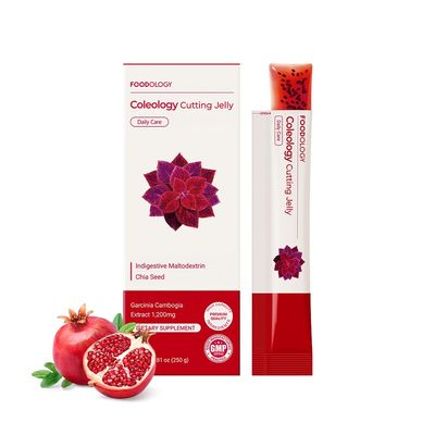 FOODOLOGY Coleology Cutting Stick Jelly, Pomegranate Appetite Suppressant, Chia Seeds, Garcinia Cambogia HCA, Korean Dietary Supplement with Collagen - 1 Pack of 10