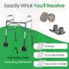 Wide Folding Walker with Wheels for Adults  Adjustable Height Support, 5" Wheels, Fits Users up to 500 lbs  Check Dimensions and Folding Profile Before Purchase  Includes 2 Pairs of Rear Glides view 2