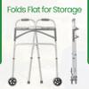 Wide Folding Walker with Wheels for Adults  Adjustable Height Support, 5" Wheels, Fits Users up to 500 lbs  Check Dimensions and Folding Profile Before Purchase  Includes 2 Pairs of Rear Glides view 3
