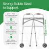 Wide Folding Walker with Wheels for Adults  Adjustable Height Support, 5" Wheels, Fits Users up to 500 lbs  Check Dimensions and Folding Profile Before Purchase  Includes 2 Pairs of Rear Glides view 4