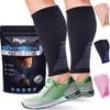 Calf Compression Sleeves for Men and Women - (1 Pair) Footless Compression Socks Support for Varicose Veins, Nursing, Pregnancy, Running - PhysFlex Leg Sleeve Brace for Shin Splints, Pain Relief and Reduces Swelling (Black, Medium) view 1