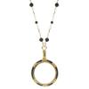 1928 Jewelry Jet Black Glass Beaded Station Chain Deco 35mm Magnification Enamel & Crystal Pendant Necklace For Women 30" - Magnification Power: 1-2X, Multifunctional Magnifier view 1