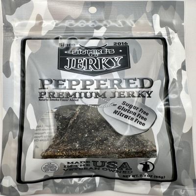 Big Mikes Premium Peppered Beef Jerky Sugar Free, Gluten Free, Nitrate Free, All Natural High Protein Snack