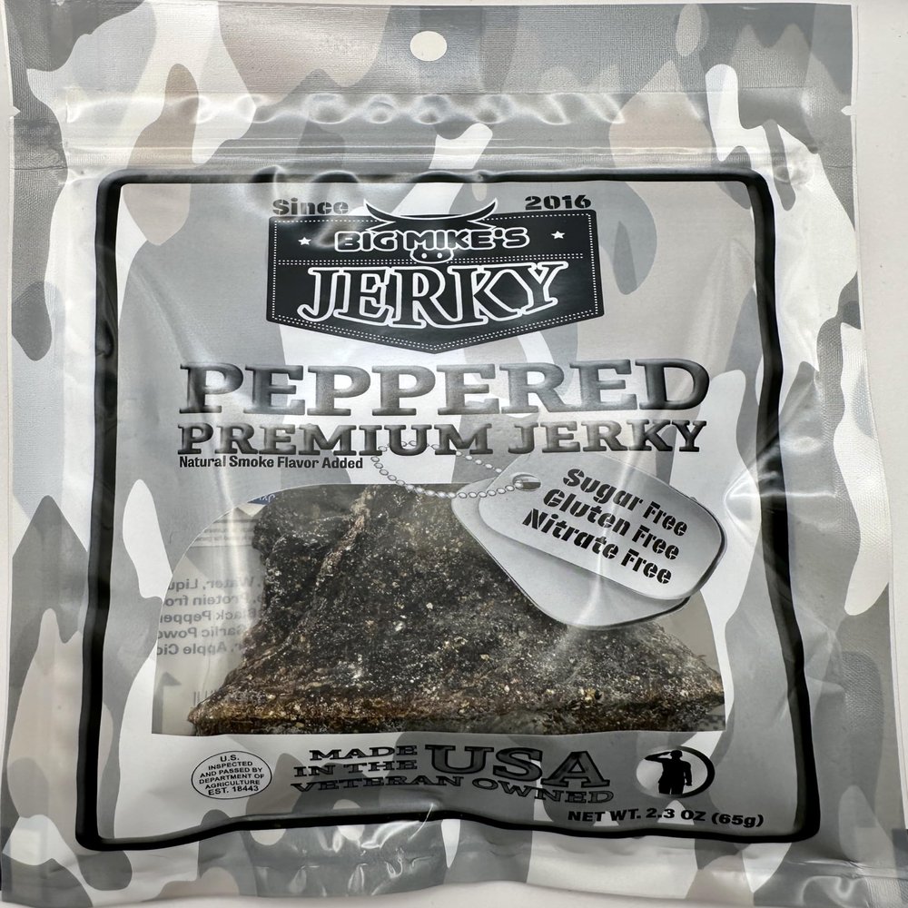 Big Mikes Premium Peppered Beef Jerky Sugar Free, Gluten Free, Nitrate Free, All Natural High Protein Snack