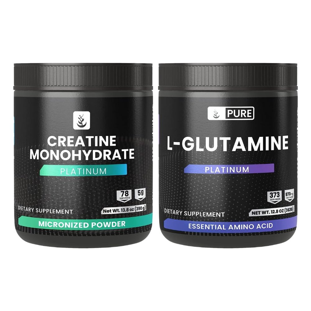 PURE ORIGINAL INGREDIENTS L-Glutamine & Creatine Monohydrate Powder Bundle, Exercise & Lifestyle, Supplement Powders