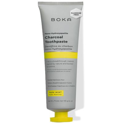 Boka Fluoride Free Toothpaste, Nano Hydroxyapatite Toothpaste, Appropriate for Sensitive Teeth - for Adult, Kids Oral Care - Charcoal Yuzu Mint Flavor, 4 Fl Oz 1Pk US Manufactured