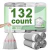 132 Count-Small Trash Bags,4 Gallon Trash Bag Drawstring,White Bathroom Garbage Bags,Tear-Free Garbage Bags,Plastic Wastebasket Liners for Toilet Home Office and Bedroom view 1