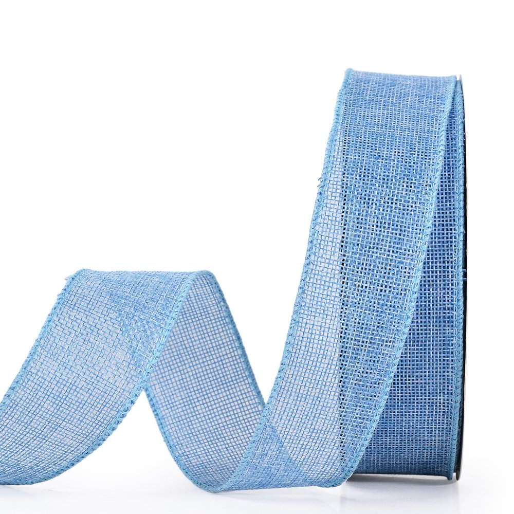 YAMA Burlap Wired Ribbon, Baby Blue, 1-1/2 inch x 20 Yards, for Crafts, Wreath, Bow Making, Gift Wrapping, Christmas and Home Decoration