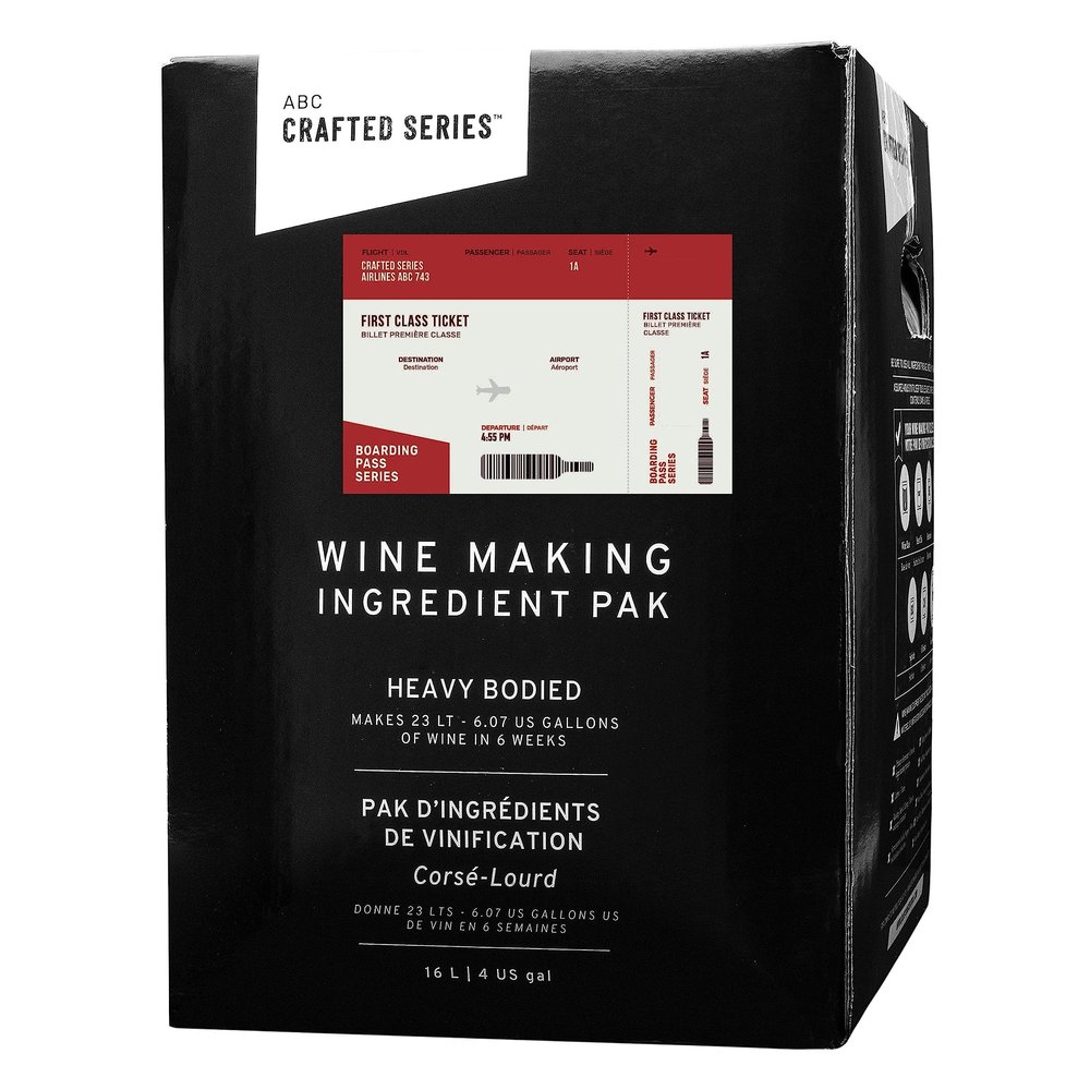 ABC Crafted Series French Bordeaux Wine Making Kit - Red Wine Home Brew Kit - Heavy-Bodied, 16 Liters, 13.5% ABV