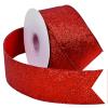 YAMA Red Glitter Wired Ribbon, 2-1/2 inch x 20 Yards, Red Christmas Wired Ribbon for Christmas Tree, Gift Wrapping, Wreath, Crafts, Bow Making and Party Decoration view 1