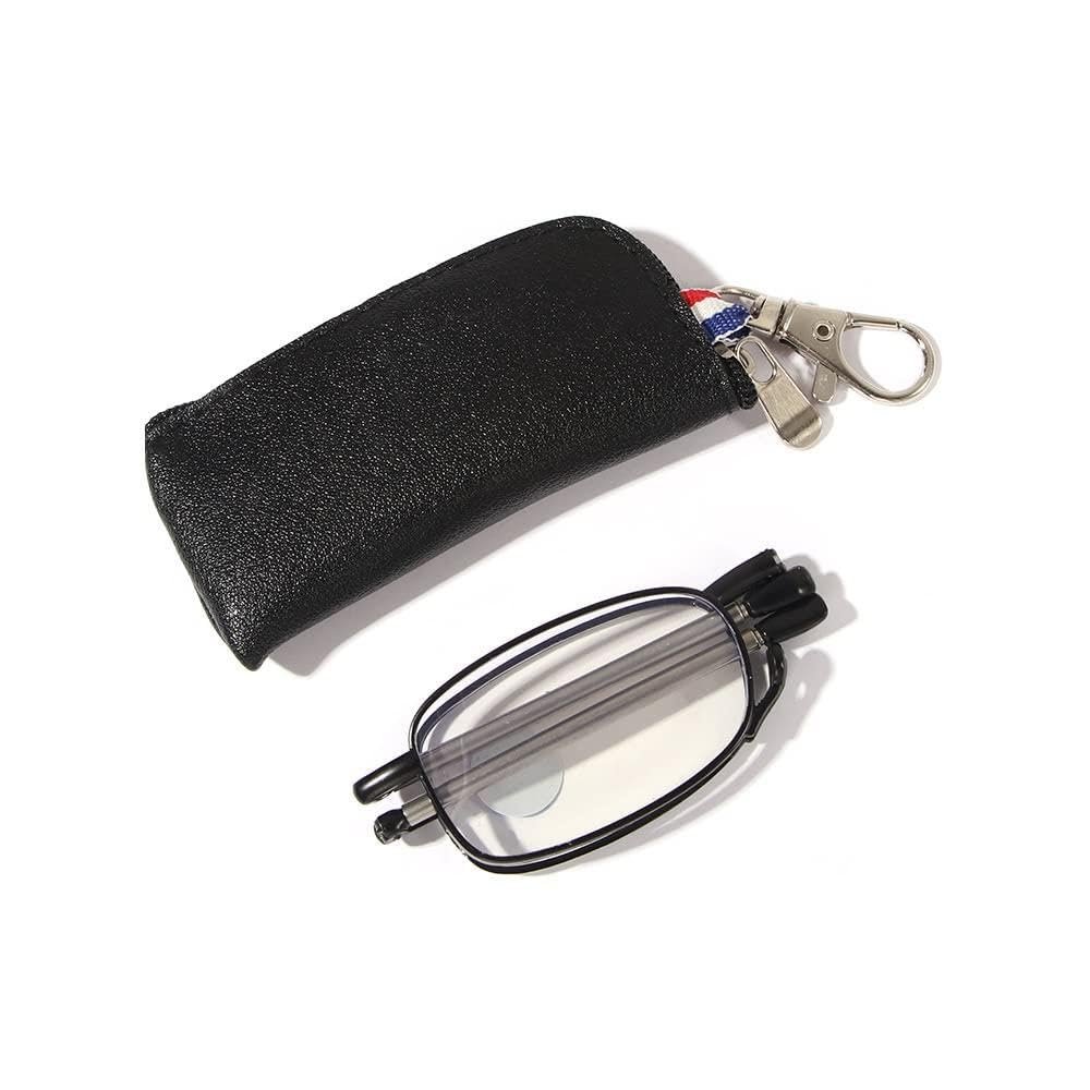 Foldable Reading Glasses, Lightweight Folding Presbyopic Glasses for Man Women Hyperopia Eyewear Glasses with Zipper Case(+150,Black)