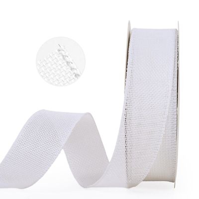 YAMA Burlap Wired Ribbon, White, 1-1/2 inch x 20 Yards, for Crafts, Wreath, Bow Making, Gift Wrapping, Christmas and Home Decoration
