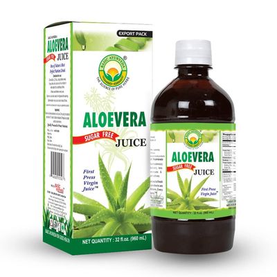 BASIC AYURVEDA Aloe Vera Juice Sugar Free | 32.46 Fl Oz (960ml) | Organic & Pure Whole Leaf Aloe Drink | for Healthy Digestion & Skin