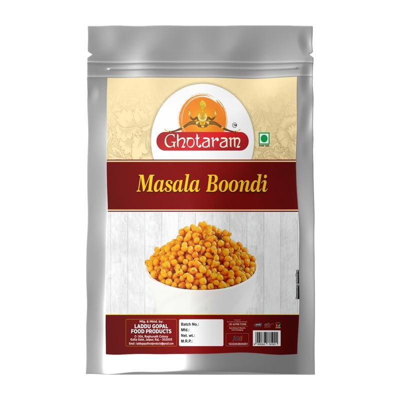 Ghotaram Shekhawati Kara Boondi Fried crispy & spicy bengal gram flour balls, All time favourite indian snacks, Namkeen, Ready to eat No Preservatives Light snacks, Boondi for Raitha-350g*1Pack