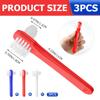 UPIQNG 3Pcs Denture Brush Double Heads Toothbrush Multi Layered Hard Hygiene Denture Cleaner T-Shape False Teeth Cleaning Tool (Red,White,Blue) view 2
